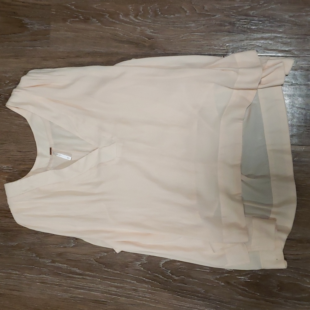 (XS) Free People Sheer Overlay Vacation Pastel V Neck Lightweight Coastal